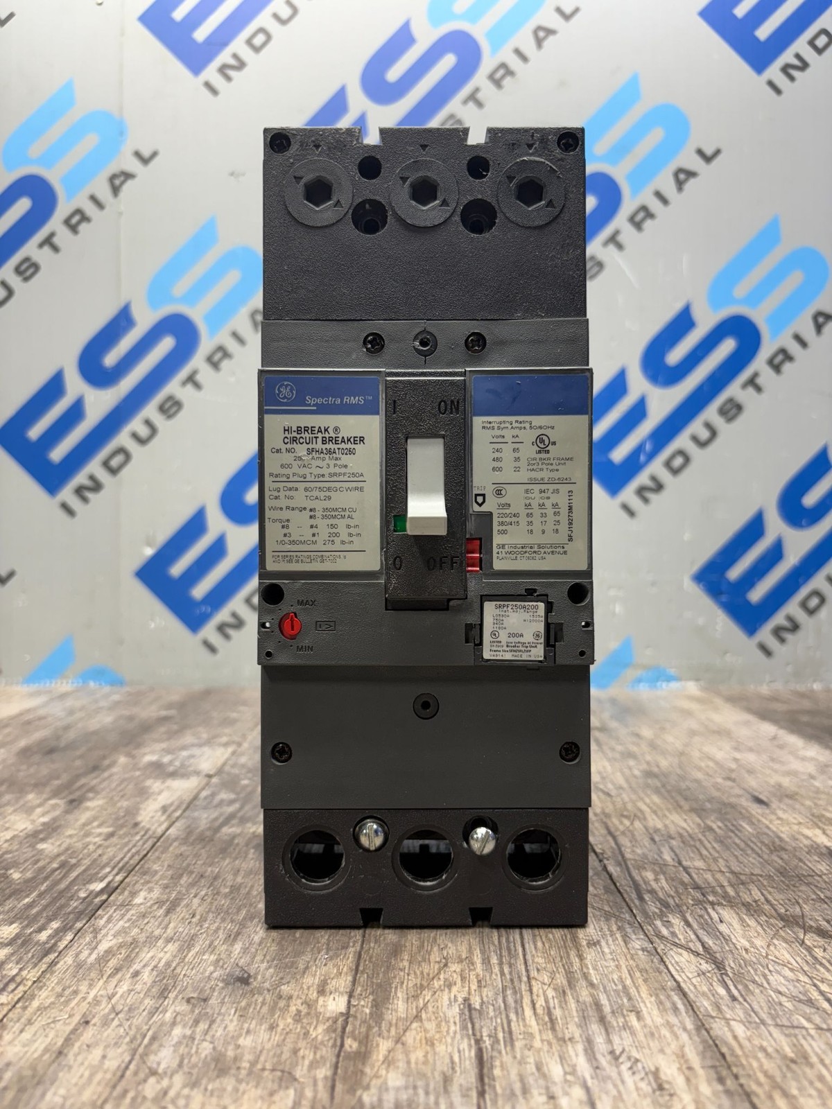 GE SFHA36AT0250 SPECTRA RMS HI-BREAK CIRCUIT BREAKER 250A FRAME 200A TRIP 3P
