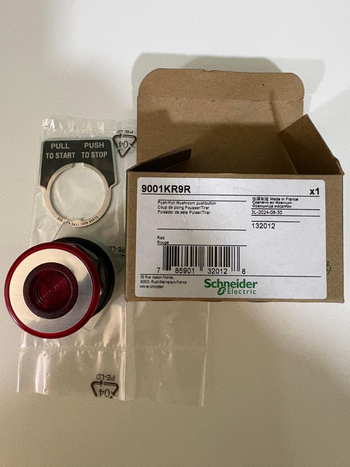 Schneider 9001KR9R – 30MM PUSHBUTTON – Made in France
