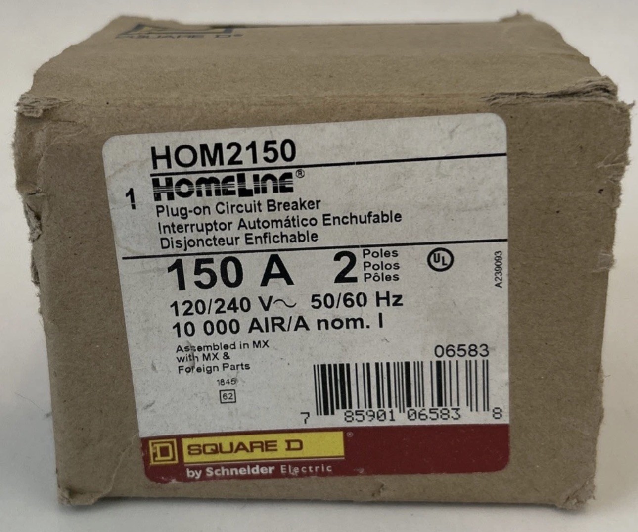 Square D HOM2150 150 Amp 2 Pole 120/240 V 50/60 Hz 10 kA Circuit Breaker
