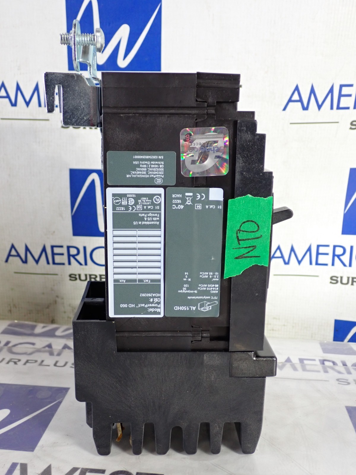 New Square D HDA260202 2 pole 60 amp 18kA@480v I line Breaker A/C Phases