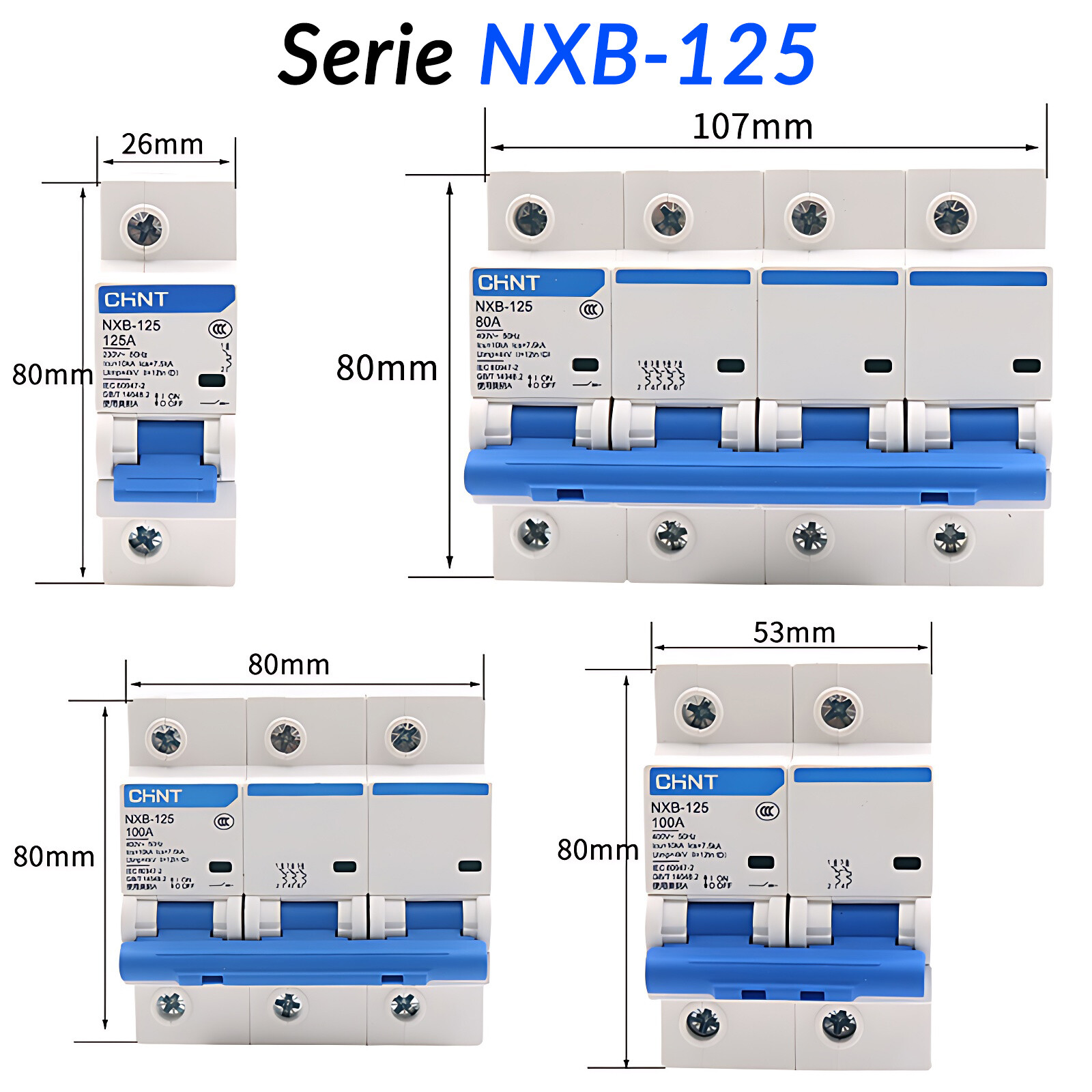 1A/2A/3A/4A/5A/6A/10A~125A 1/2/3/4/1P+N Pole NXB Circuit Breaker Fuse Air Switch