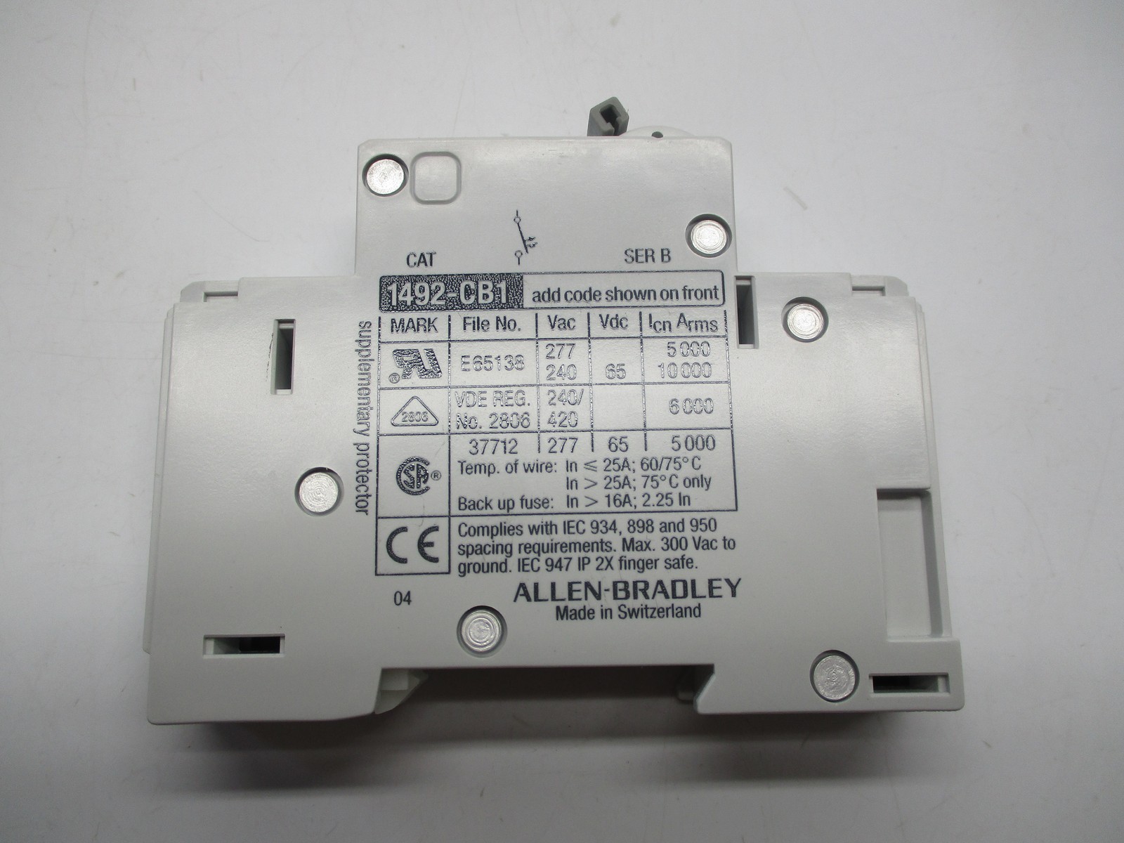 ALLEN BRADLEY 1492-CB1G300 SER.B CIRCUIT BREAKER 1POLE 30AMPS NSMP