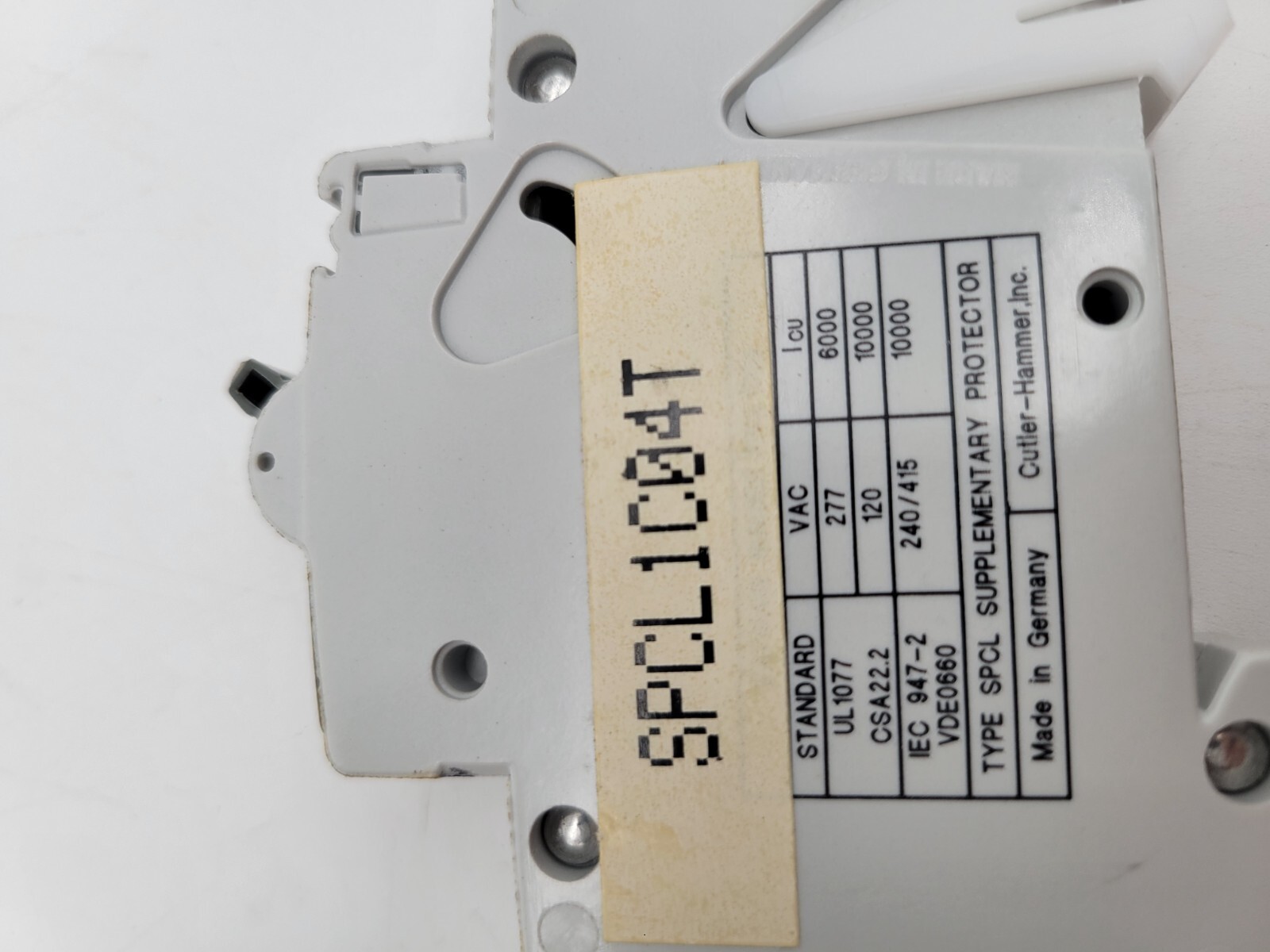 Cutler Hammer SPCL1C04 Miniature Circuit Breaker 4 Amp 1 Pole 240-415 VAC DIN