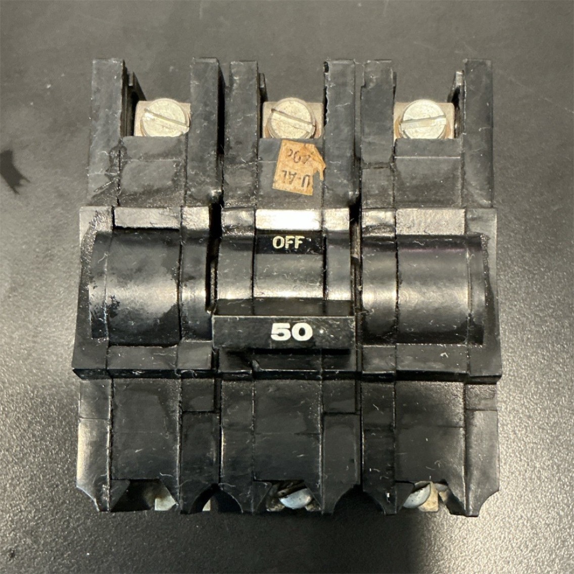 GE THQL 50A 3-Pole Circuit Breaker Plug-In On/Off Black