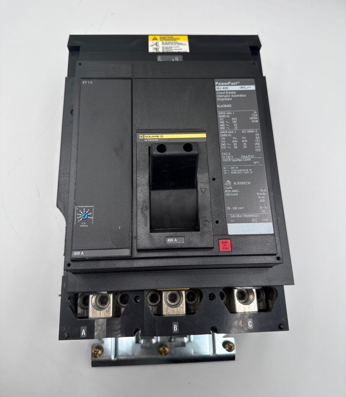Square D MJA36400 I-Line Circuit Breaker 400A 3P 600V 3PH MJA 400 Amp 3Pole CHIP