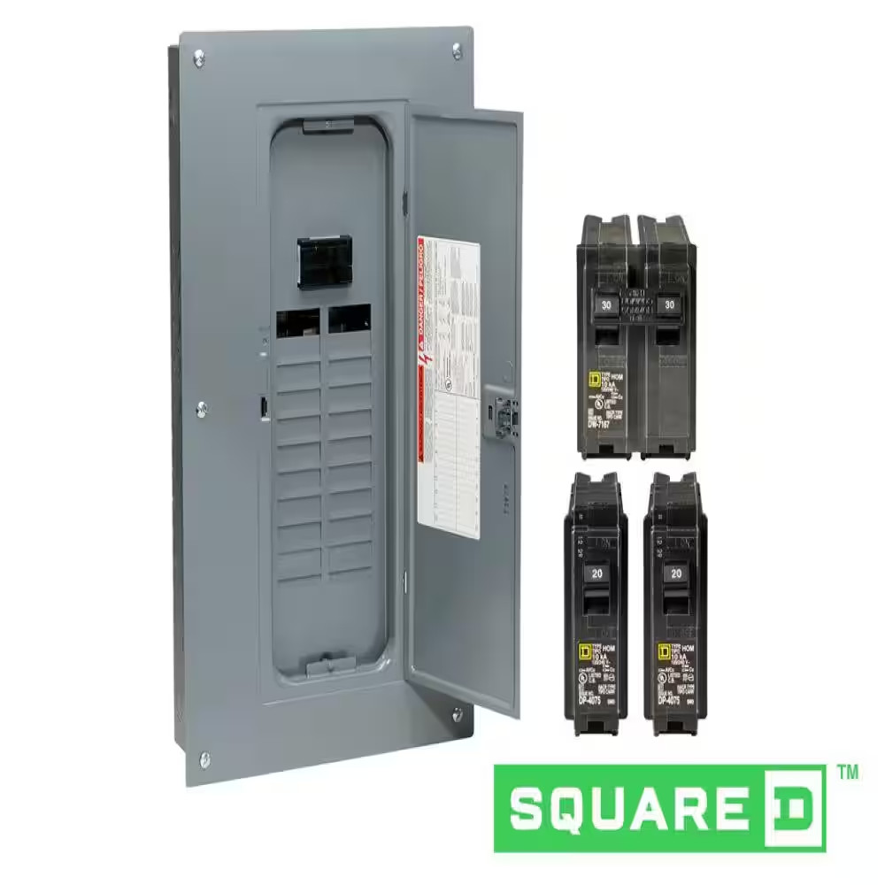 Homeline 100 Amp 20-Space 40-Circuit Indoor Main Breaker Plug-On Neutral Load Ce