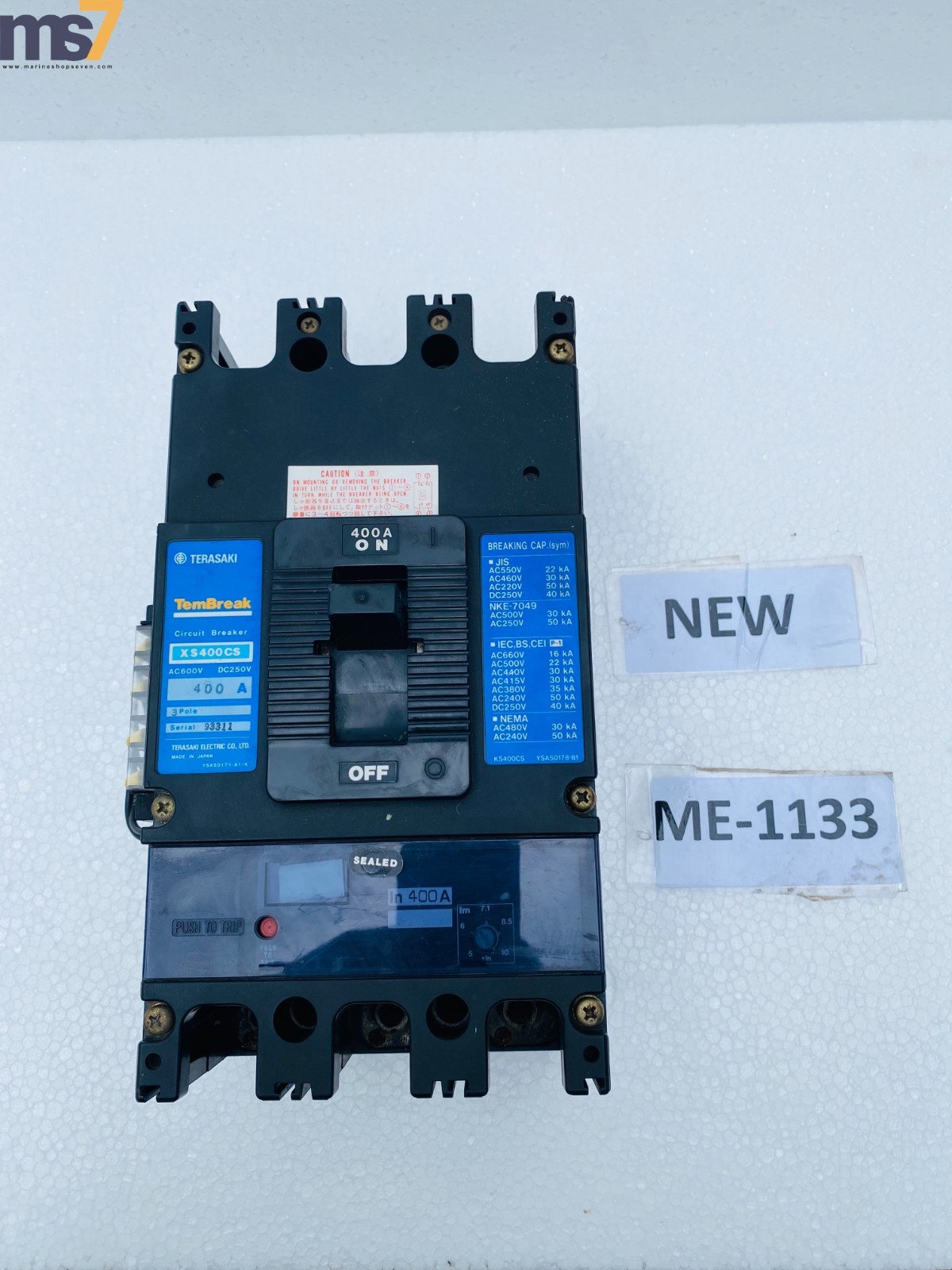 TERASAKI ELECTRIC CO.LTD XS400CS TEMBREAK CIRCUIT BREAKER 400A 600VAC 3P -NEW #3