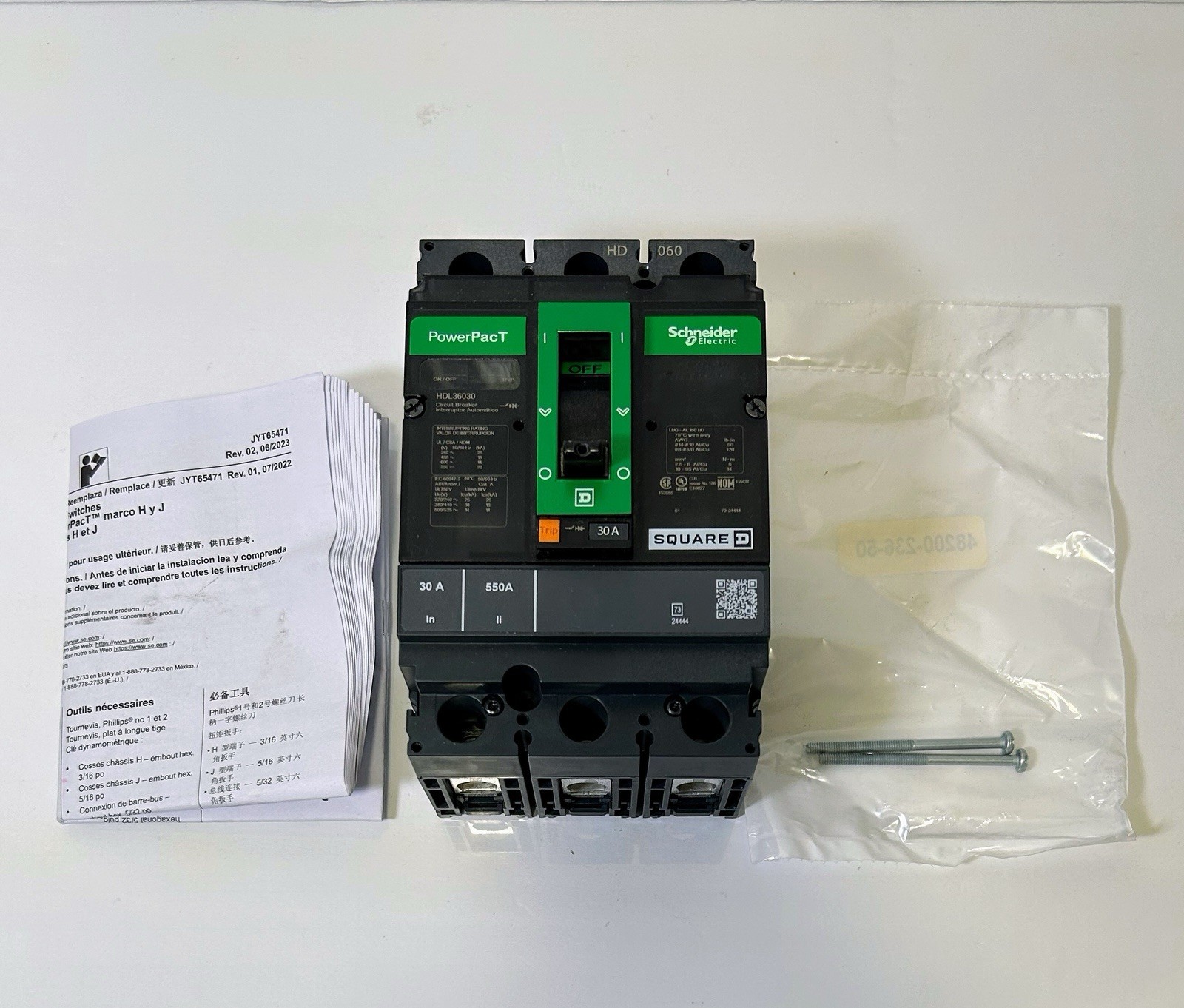 Square D/PowerPacT HD 060 Cat # HDL36030 3 Poles Circuit Breaker ( 30AMPs )