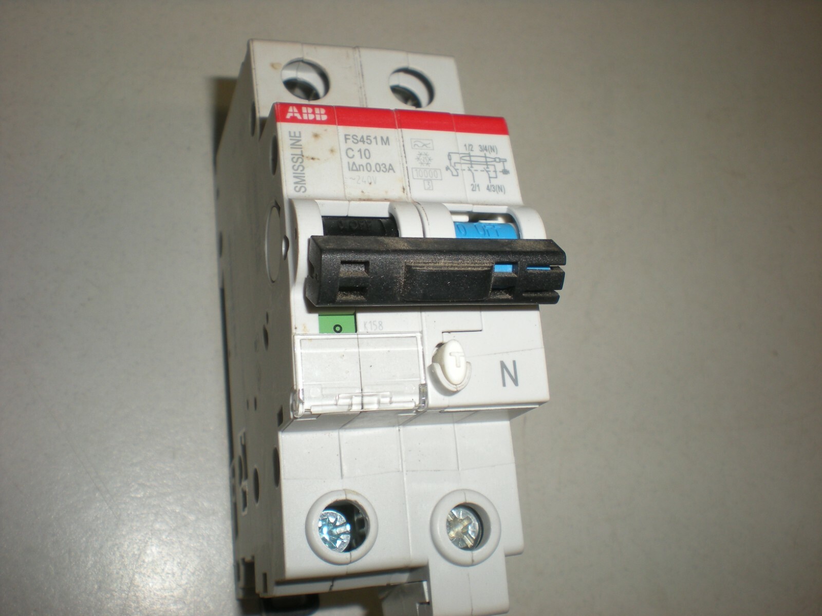 ABB FS451M-C10 Circuit Breaker – Tests OK for Manual Action & Contact Continuity