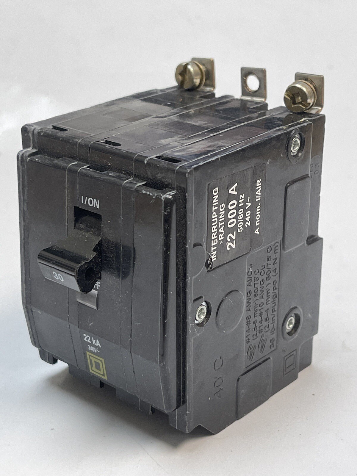 SQUARE D DP-4075 30A AMP 3P POLE 22kA@240V BOLT ON CIRCUIT BREAKER