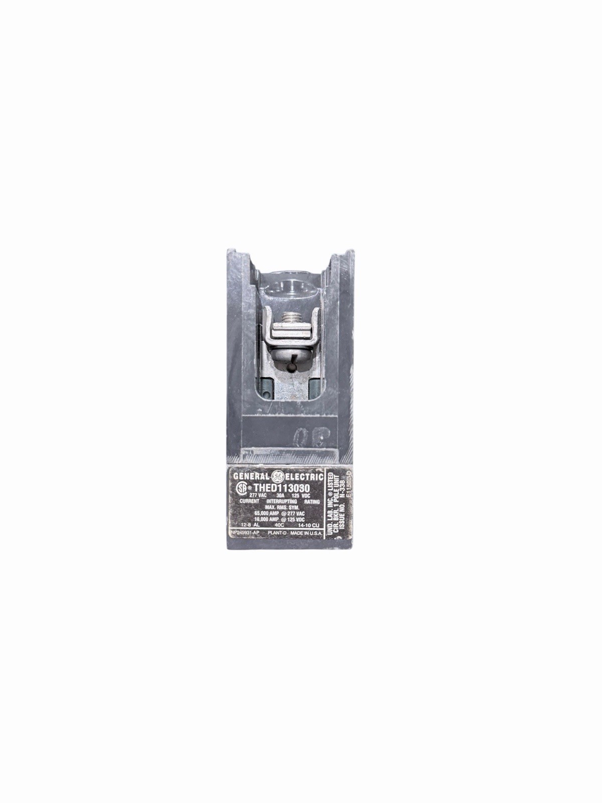 GE TED113030 30A 277V 1 Pole Circuit Breaker TED Bolt-On E150