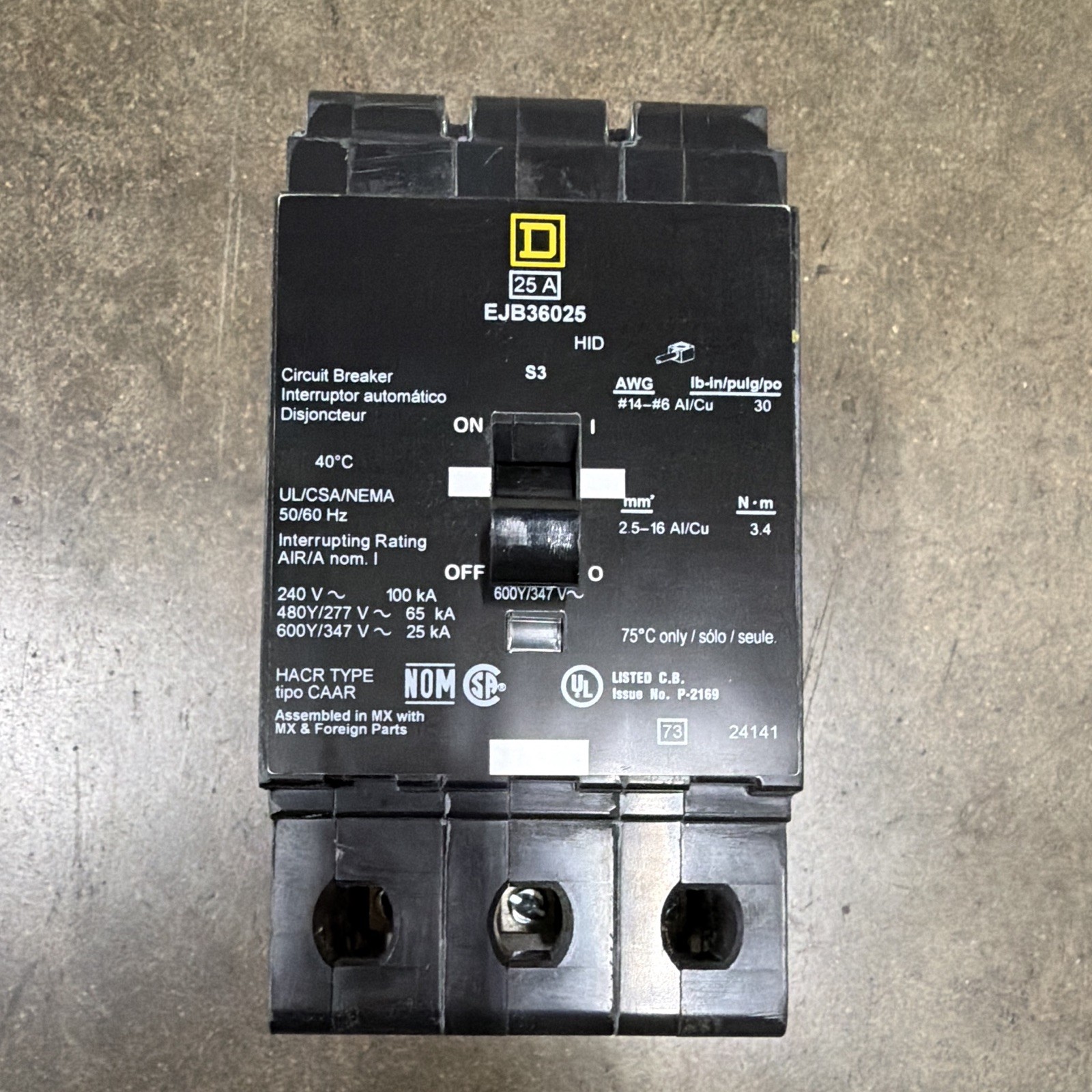 (OPEN BOX READ) Square D by Schneider Electric EJB36025 Circuit Breaker