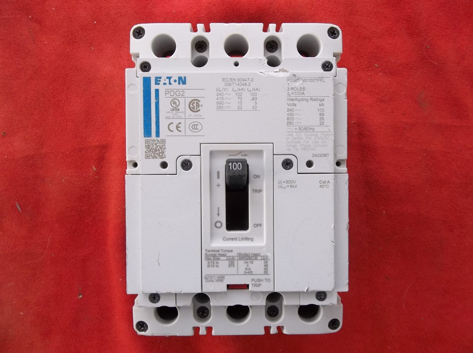 EATON PDG23M0100TFFL circuit breaker 1125B2