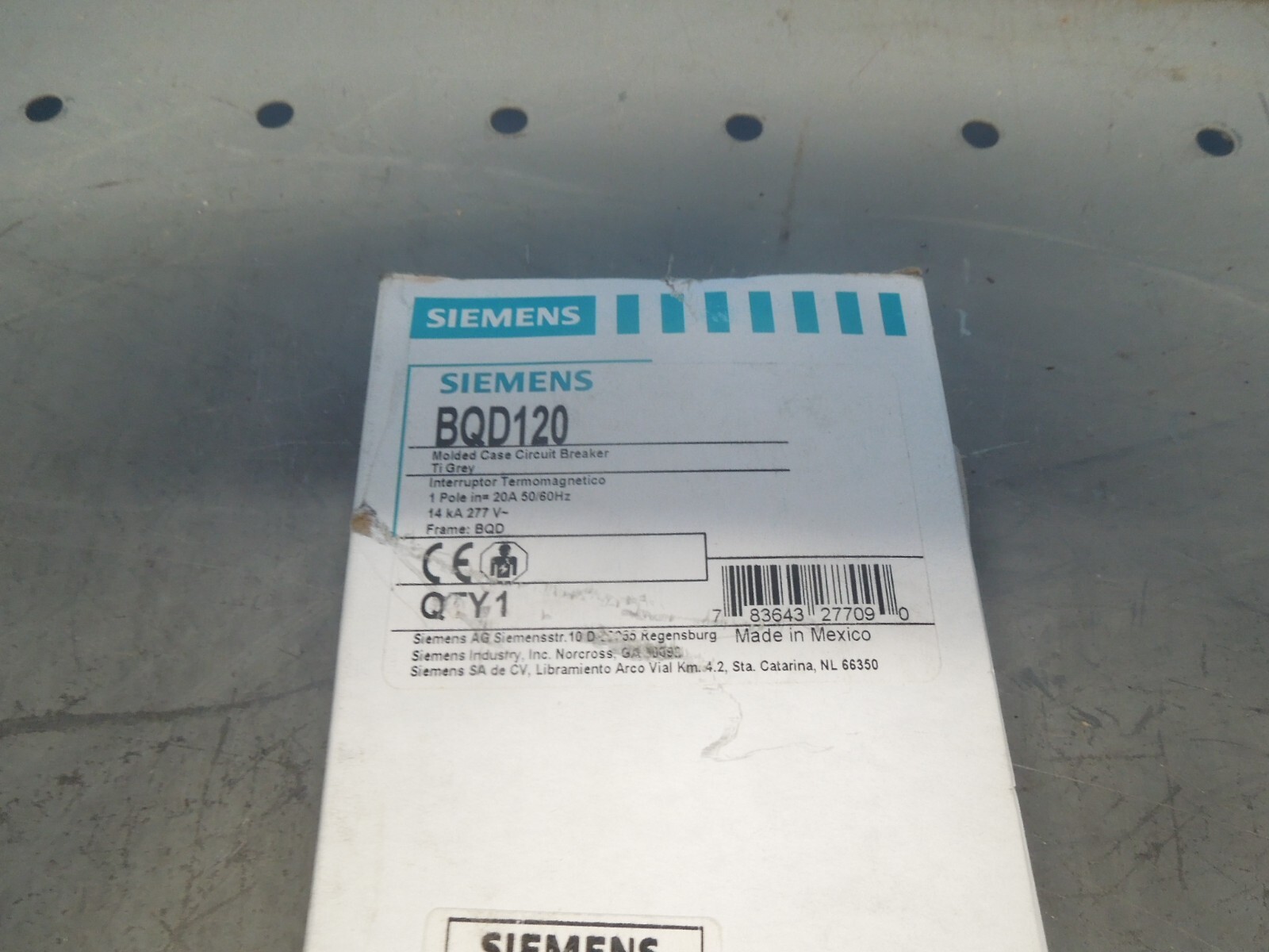 Siemens Circuit Breaker BQD120 277VAC 20A 1P New Surplus