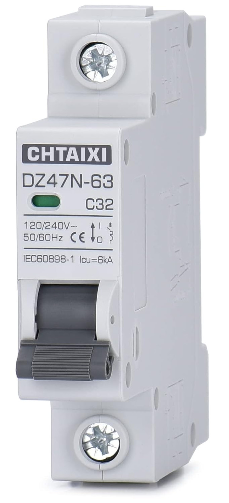 AC Miniature Circuit Breaker, 20 Amp 120V/240V 1 Pole DIN Rail Mount Circuit Bre