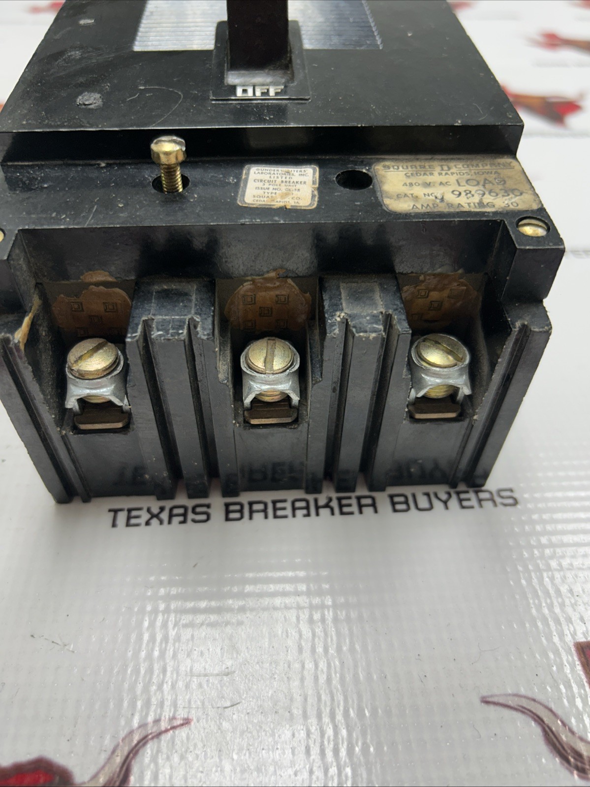 Square D 989630 Circuit Breaker, 3 Pole, 30 Amp, 480 VAC