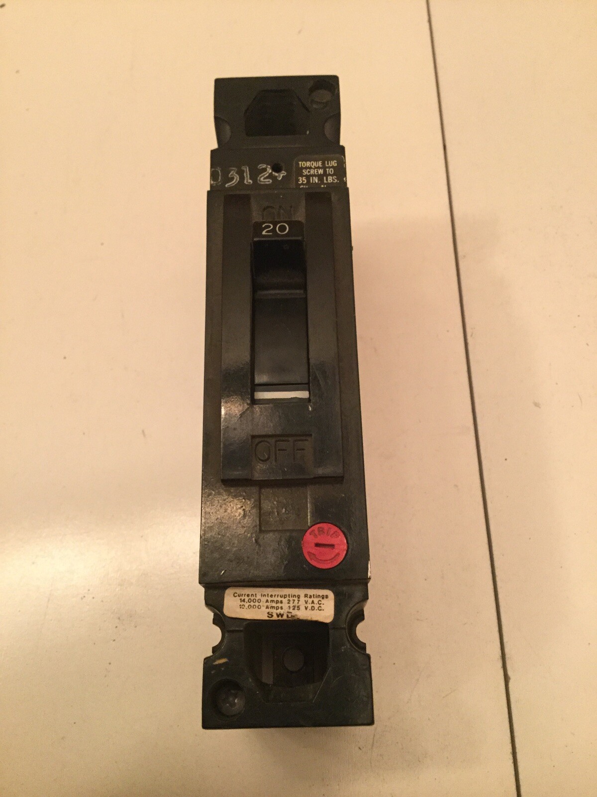 1 pc GE TED113020 Circuit Breaker, 1 Pole, 20 Amp, Used