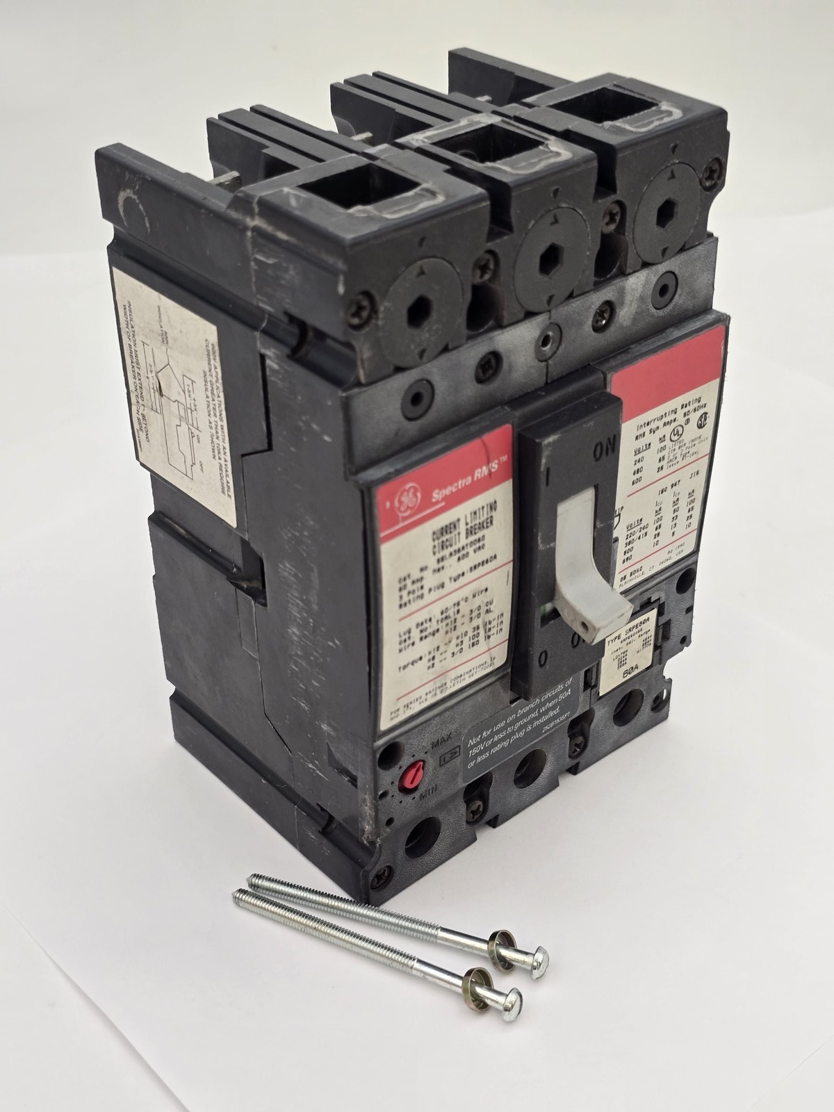 General Electric SELA36AT0060 Bolt On Circuit Breaker 60A 600VAC 3P 25 kA Trip