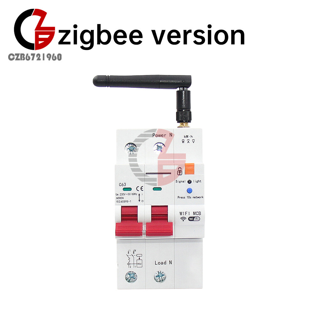 Tuya WIFI/Zigbee AC Smart Circuit Breaker Metering Remote Control On-Off Breaker