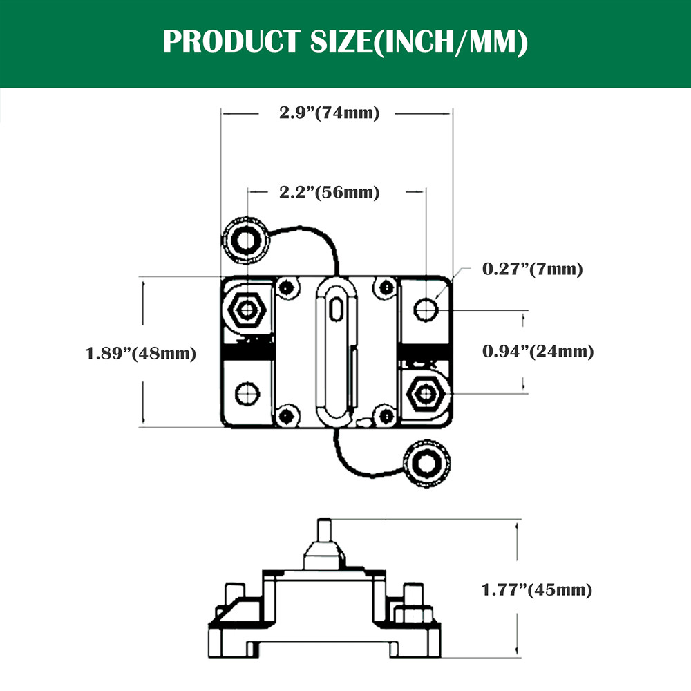 140A Amp Waterproof Circuit Breaker Auto/Marine/Solar 12-48V DC Manual Reset