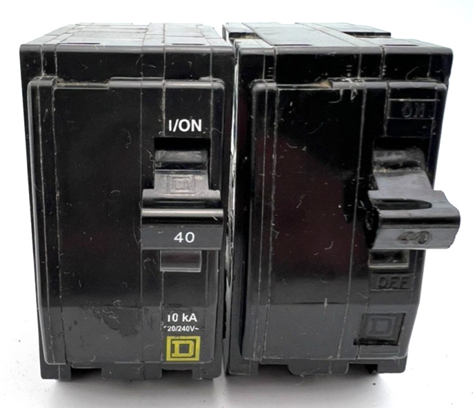 Square D QO240 40 Amp 2 Pole Circuit Breaker 240VAC Plug On QO 40A (Lot Of 2)