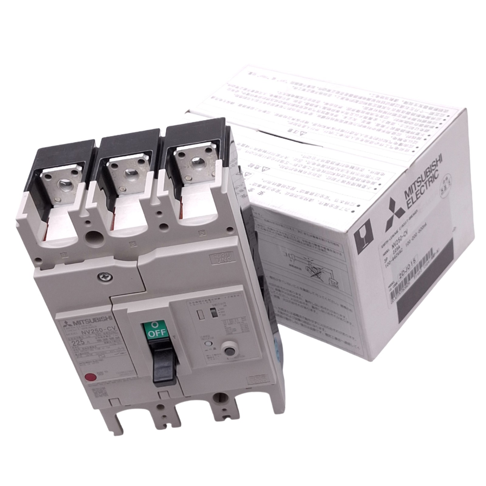 Mitsubishi NV250-CV 3P 225A Earth-Leakage Circuit Breaker, 3-Pole, 225A, 440VAC