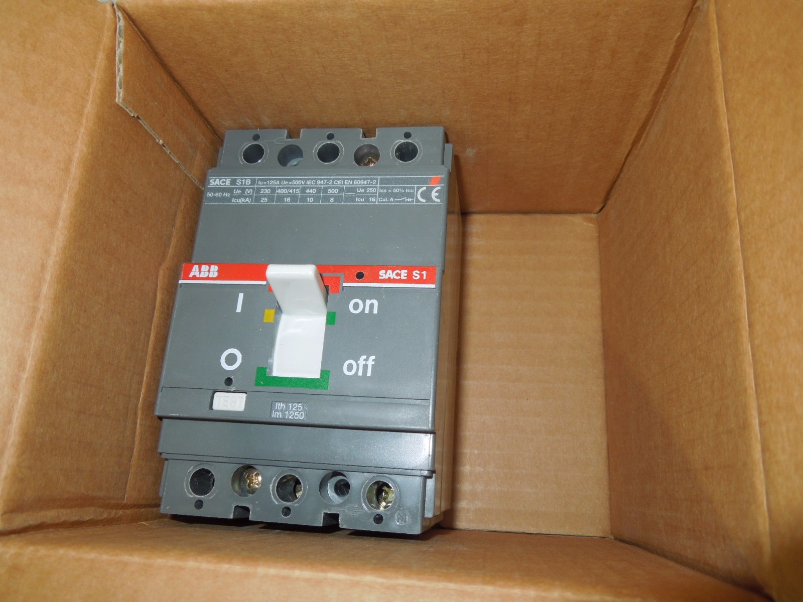 ABB SACE S1 S1B S1B125R125 125A 3P 500VAC / 250V DC Circuit Breaker New Surplus