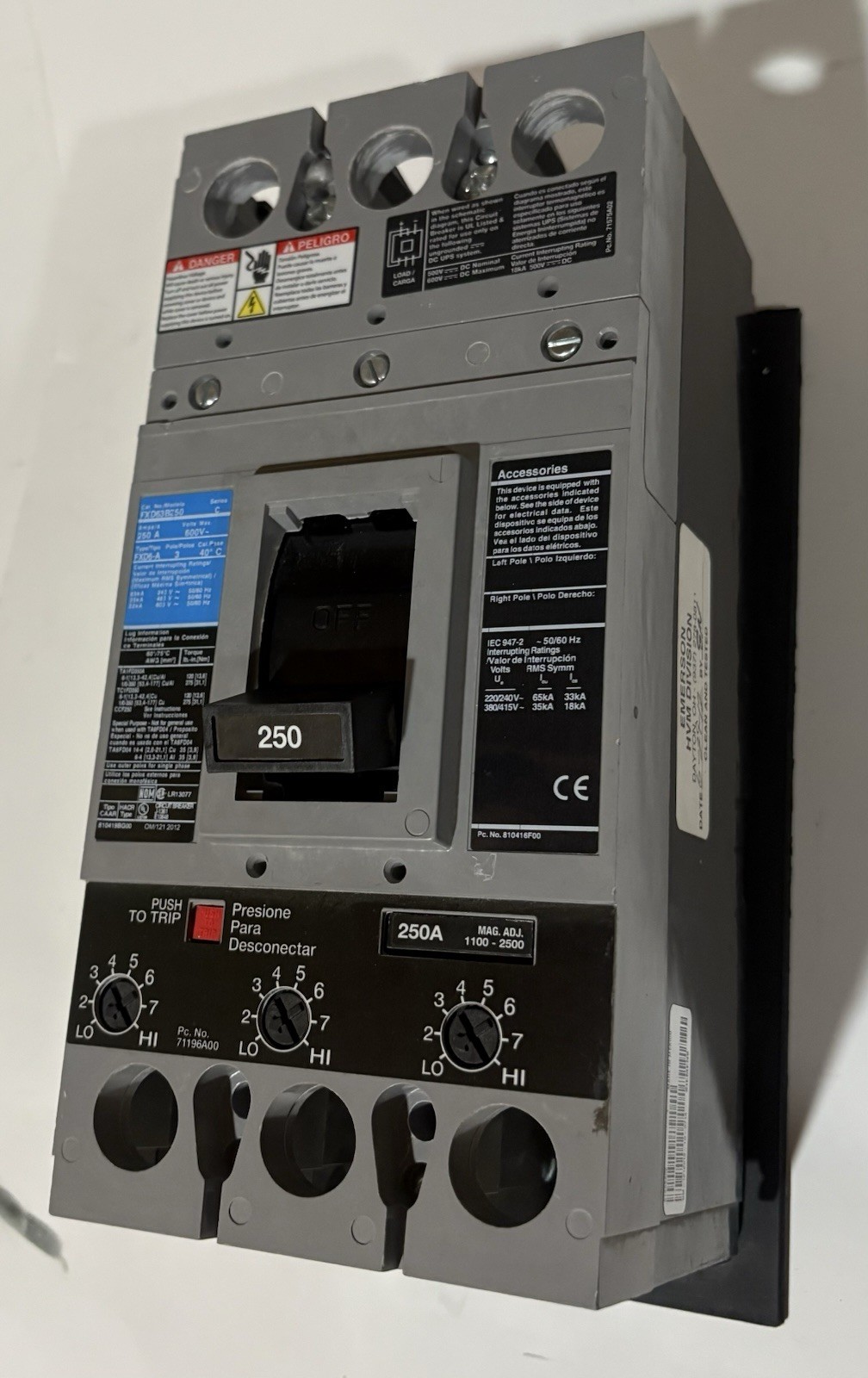 Siemens FXD63B250 250A Circuit Breaker – Gray