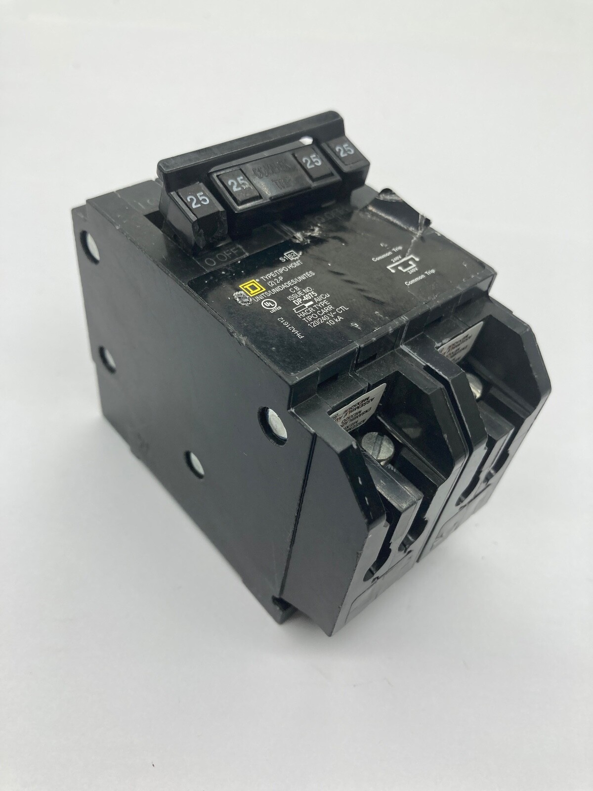 HOMT225225 Homeline Quad Two 2 Pole 25 Amp 120 240V HOMT Plug In Breaker CHIPPED