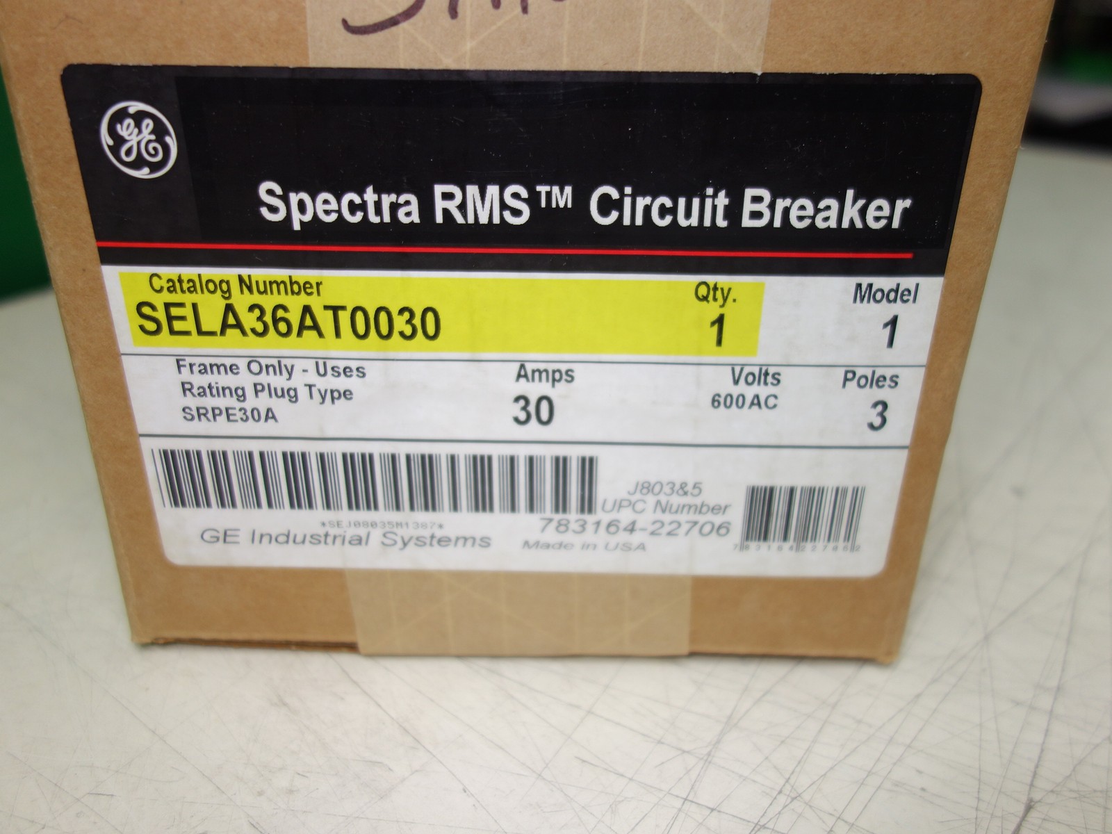 GE Spectra RMS Circuit Breaker SELA36AT0030 30A 600V * NEW SEALED
