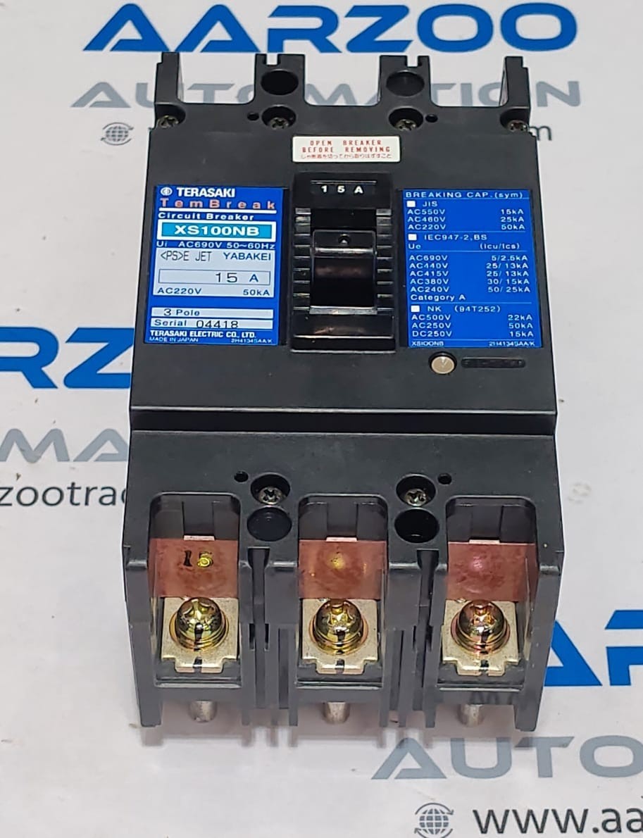 NEW TERASAKI XS100NB 3 POLE 15 AMP TemBreak CIRCUIT BREAKER AC600V 50~60Hz