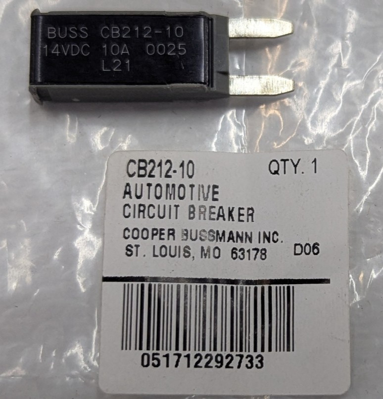 CB212-10 Eaton Bussmann Automotive 10 AMP Mini Circuit Breaker CB212 Series 14V