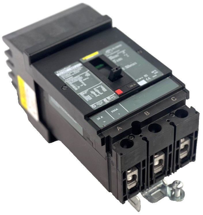 Square D HJA36020 20 Amp 3-Pole I-Line Circuit Breaker 480V 65K — WEAR READ