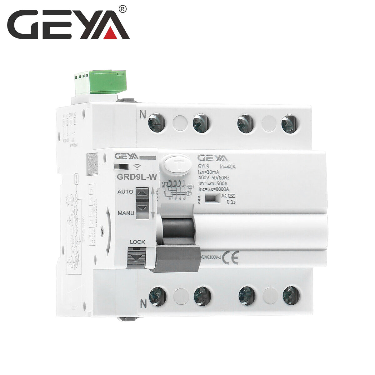 GEYA Tuya WIFI Controller Smart ELCB RCCB RCD AC Type 4P AC230V 40/63A 30/300mA