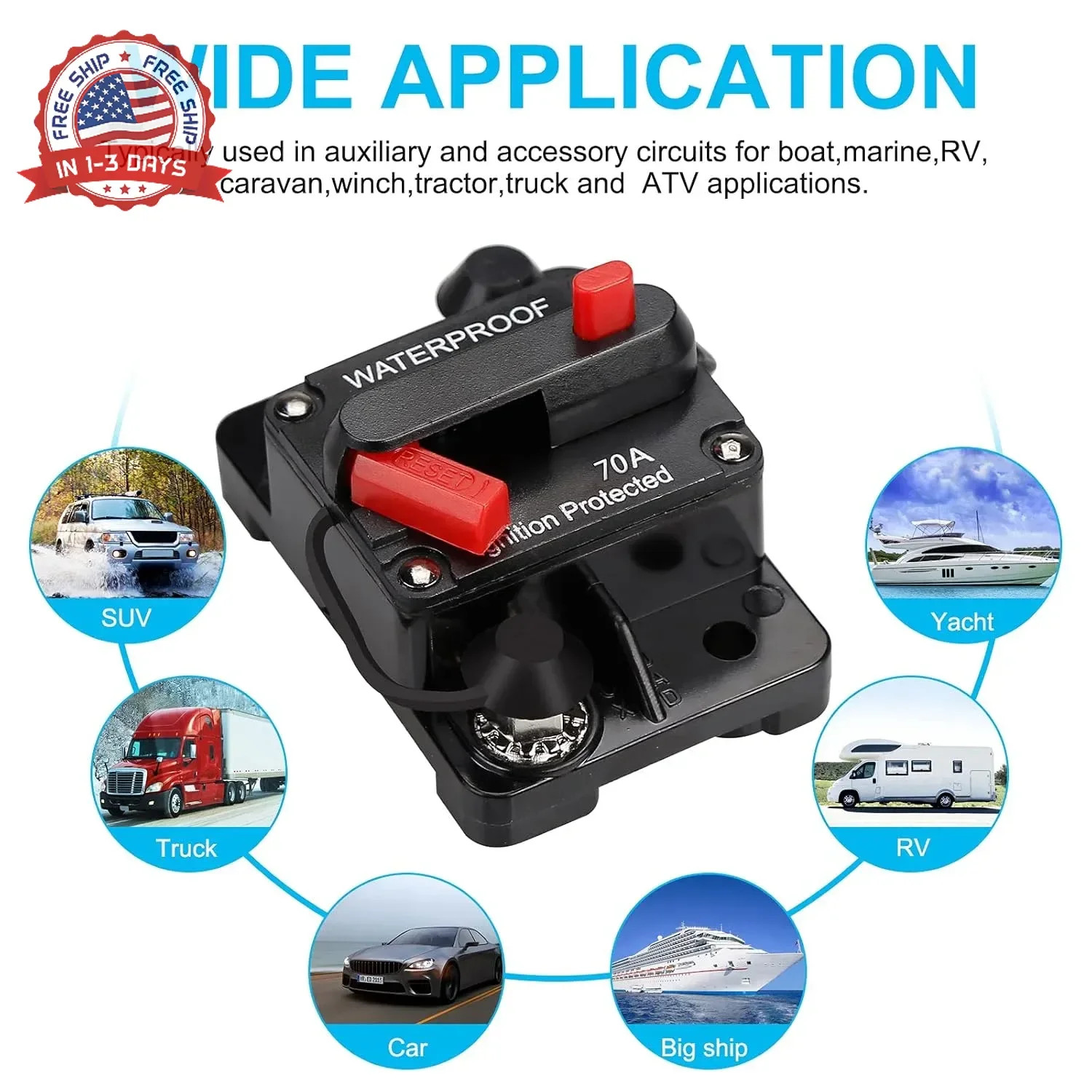 Generic Waterproof Circuit Breaker,Fuse Holder,Audio Circuit Breaker,with Manual