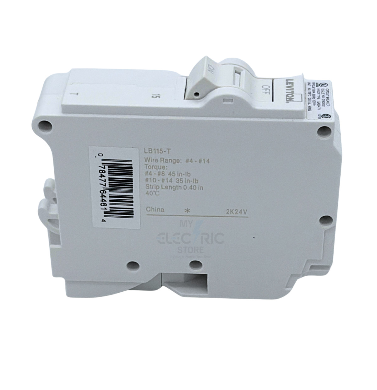 Leviton LB115-T 15A 1-Pole Plug-On Circuit Breaker Thermal Magnetic NEW