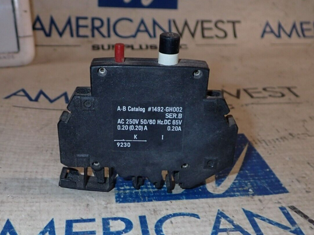 Allen Bradley 1492-GH002 Series B 0.20 Amp 250 VAC 65 VDC Din Rail Breaker