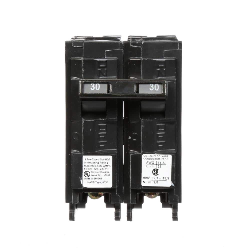30 Amp 2-Pole Siemens HQP Circuit Breaker, 65 kA AIC, UL Listed, New