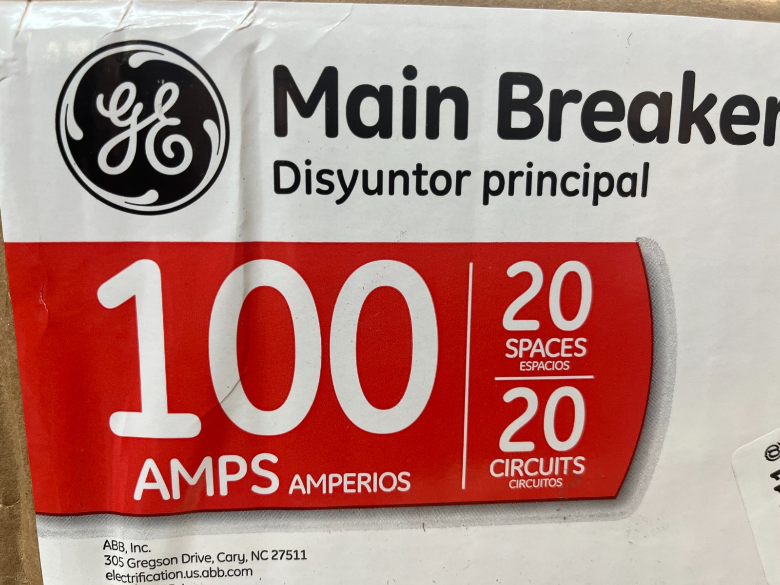 G.E. Main Breaker Indoor Load Center 100 Amp 20-Space 20-Circuits No Cabinet