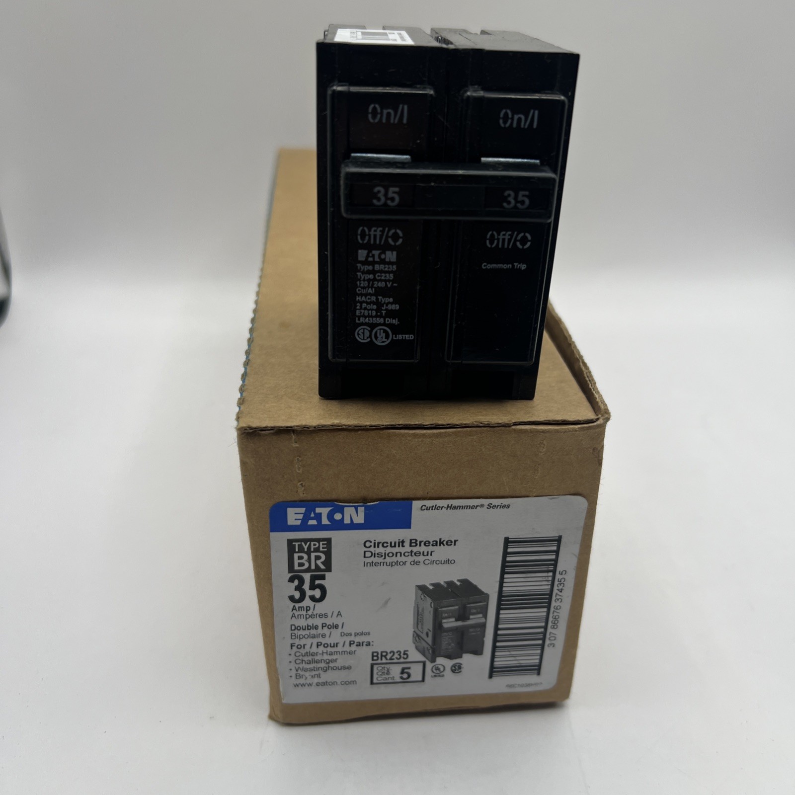 Eaton BR235 35 Amp 5 Pack New in Box 2-Pole Type BR Circuit Breaker