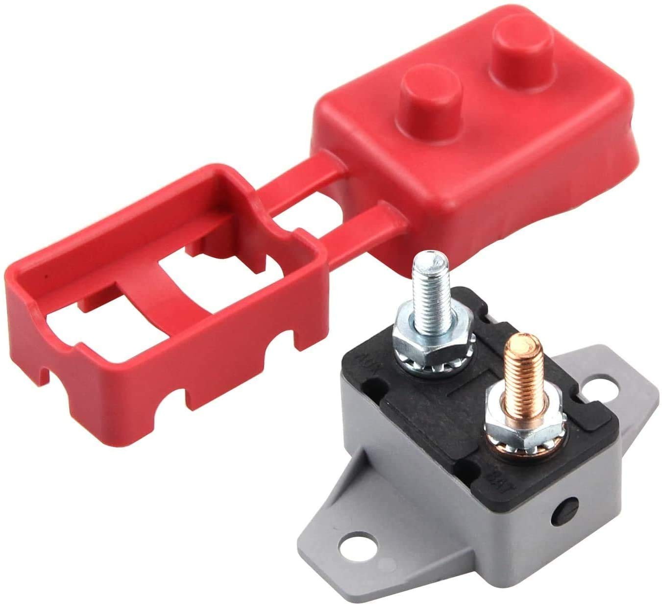 12V 24V 40A Manual Reset Circuit Breaker Stud Bolt Type w/ Cover 2PCS