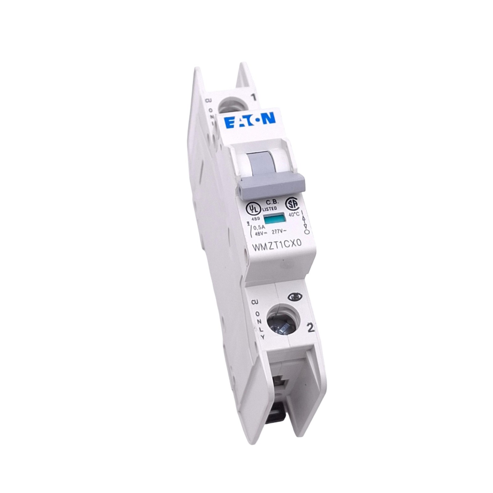 Eaton WMZT1CX0 Circuit Breaker, 1-Pole 0.5A, 48VDC 277VAC Max, DIN Rail