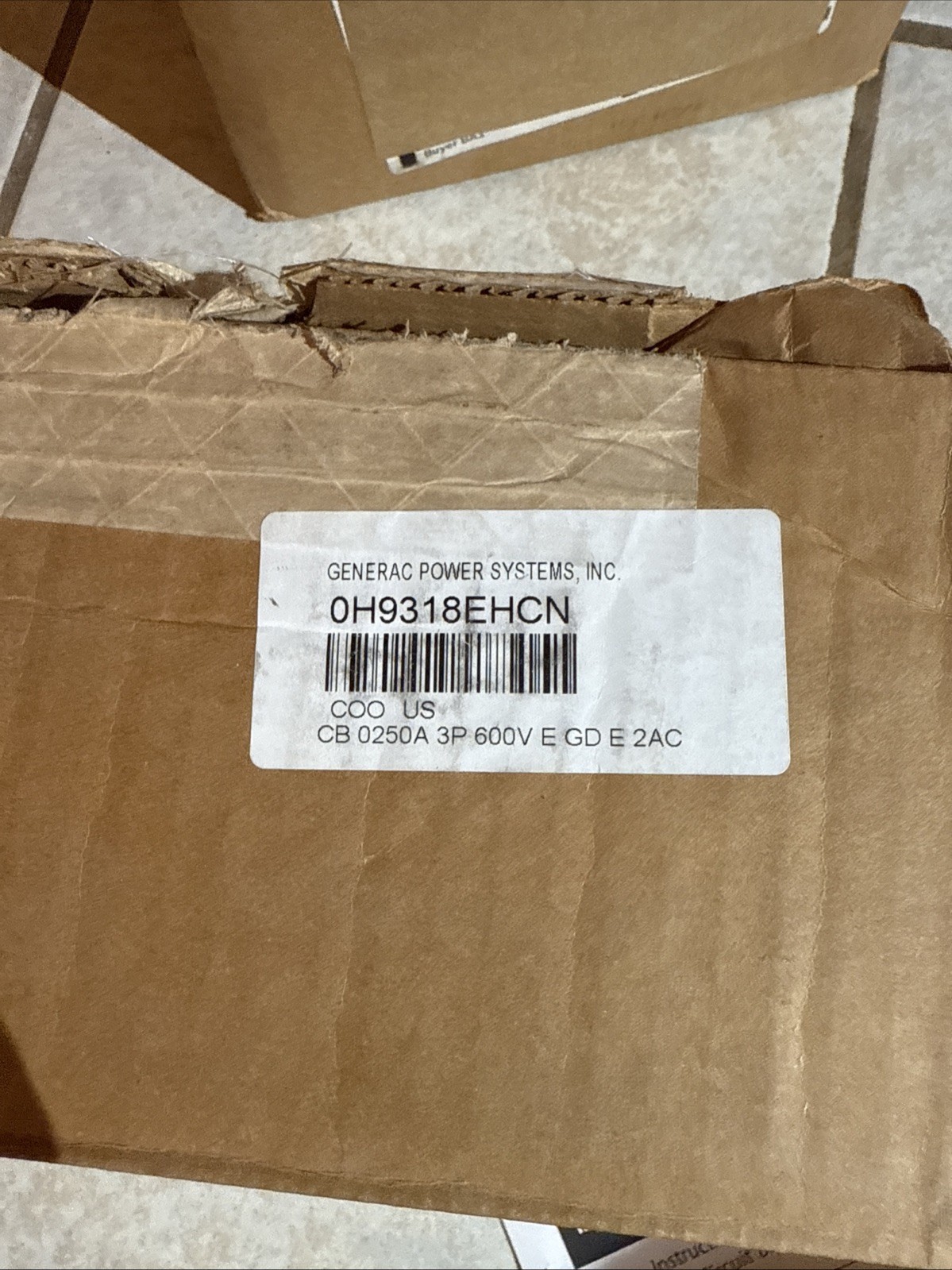 Eaton Generac J250E-C 0H9318EHCN Breaker JT316032 Trip JGE3250NNWC Used in Box