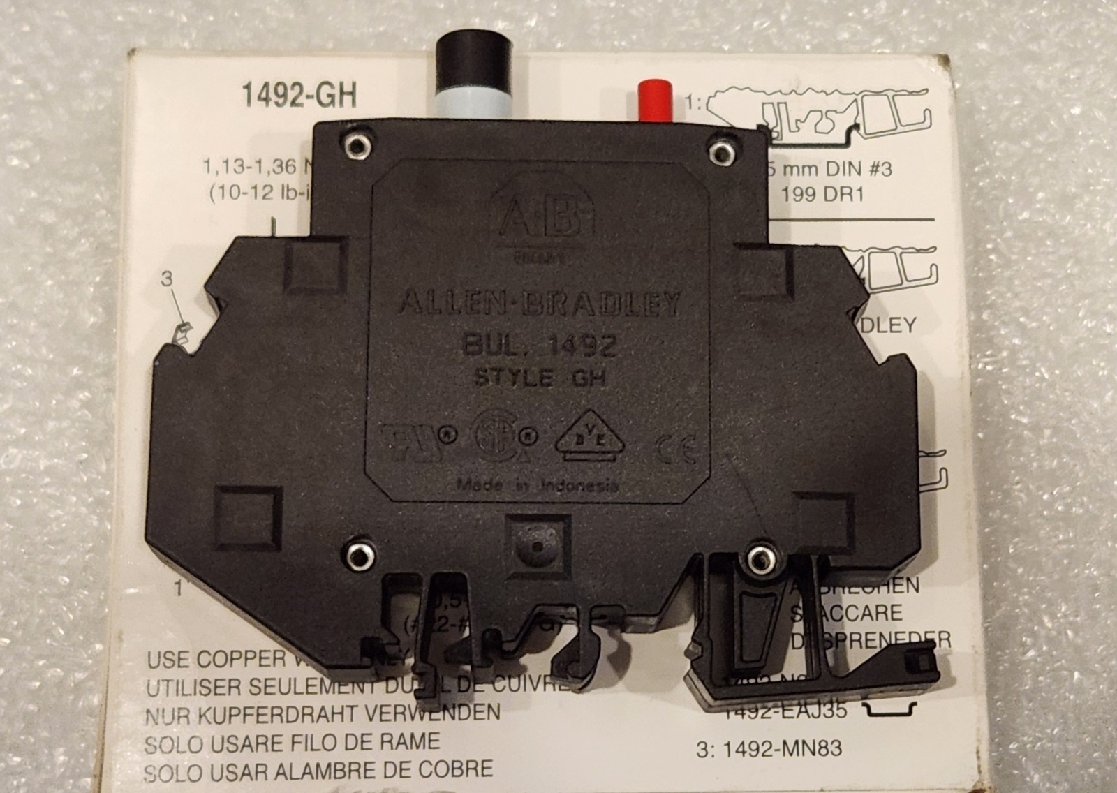 ​Allen-Bradley 1492-GH010 Miniature Circuit Breaker, 1A, 1-Pole, 250V AC/65V DC