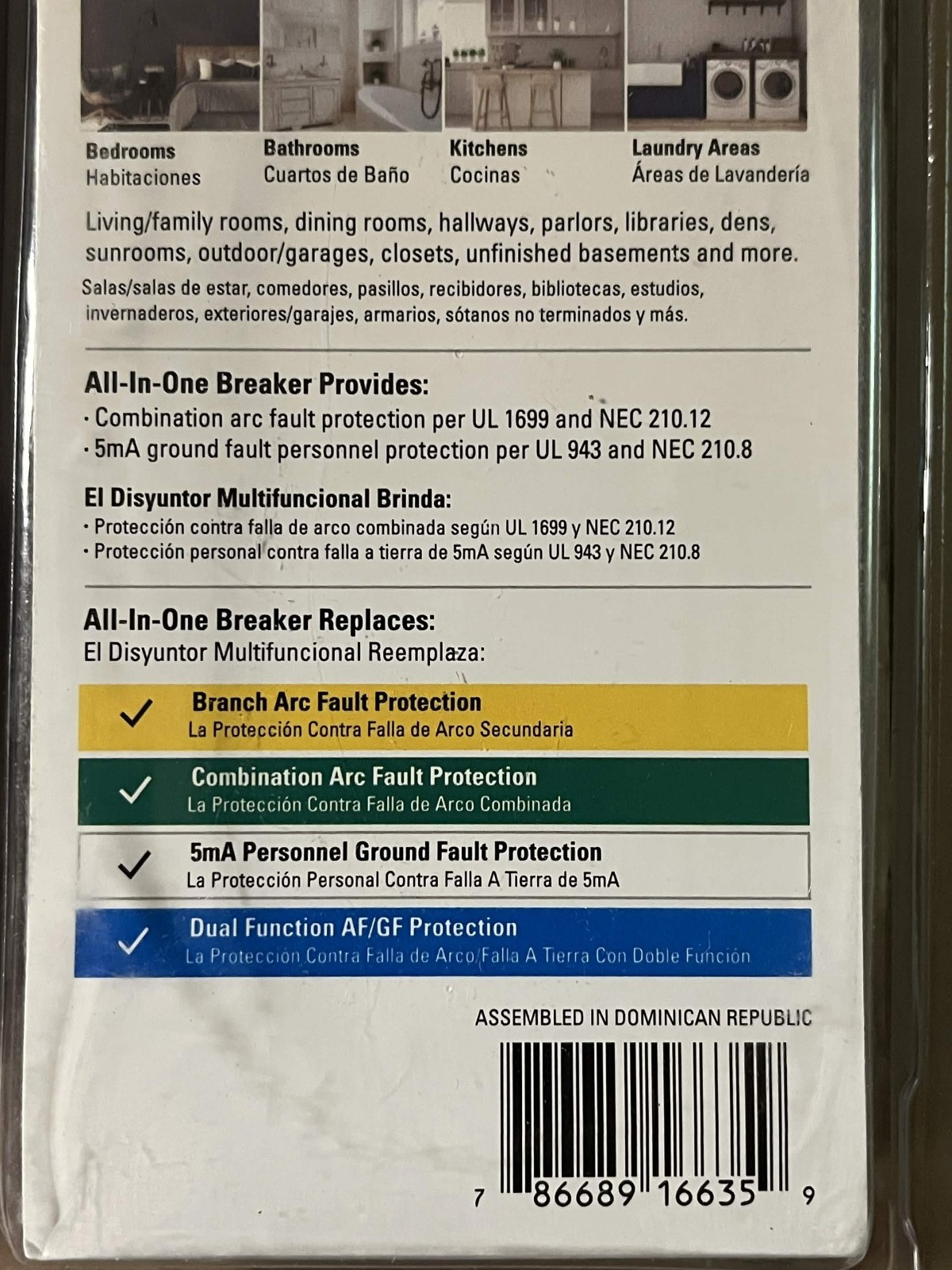 New Eaton CHFN115A1CS 15-Amp 1-Pole Dual Function AFCI/GFCI Breaker 4-Pack