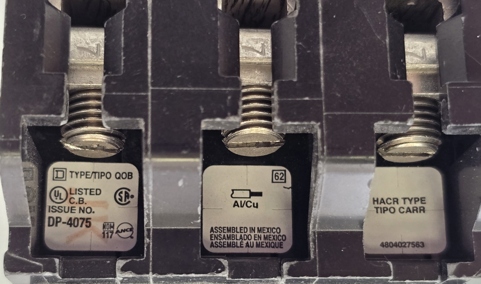 Square D QOB360 Bolt-On Circuit Breaker 3P 60A 240V 10kA QOB 60 Amp 3 Pole