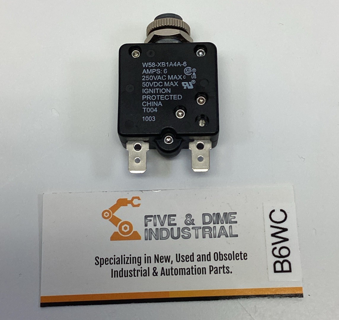 Potter & Brumfield W58-XB1A4A-6 6-Amp Circuit Breaker, 250VAC