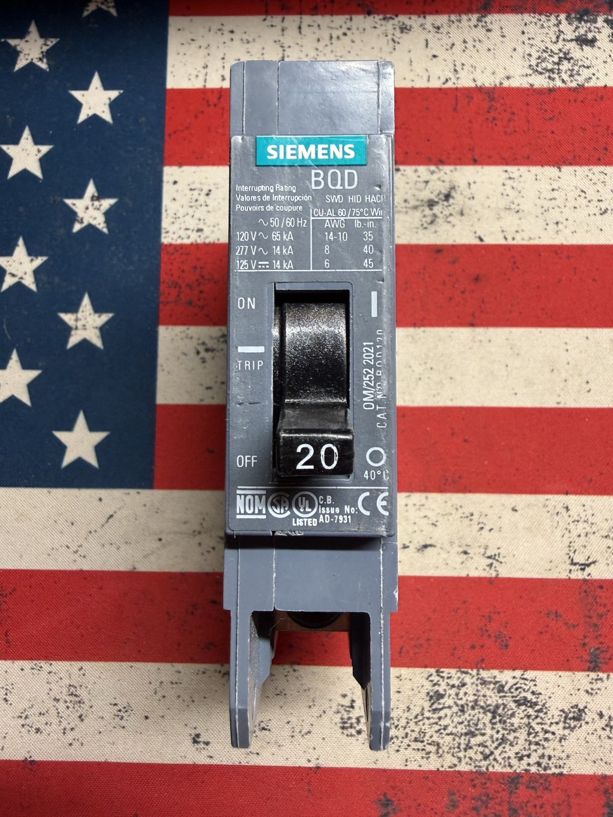 Siemens BQD120BP Circuit Breaker 20A 1P 277V Type BQD 20 Amp 1 Pole 120BP NEW