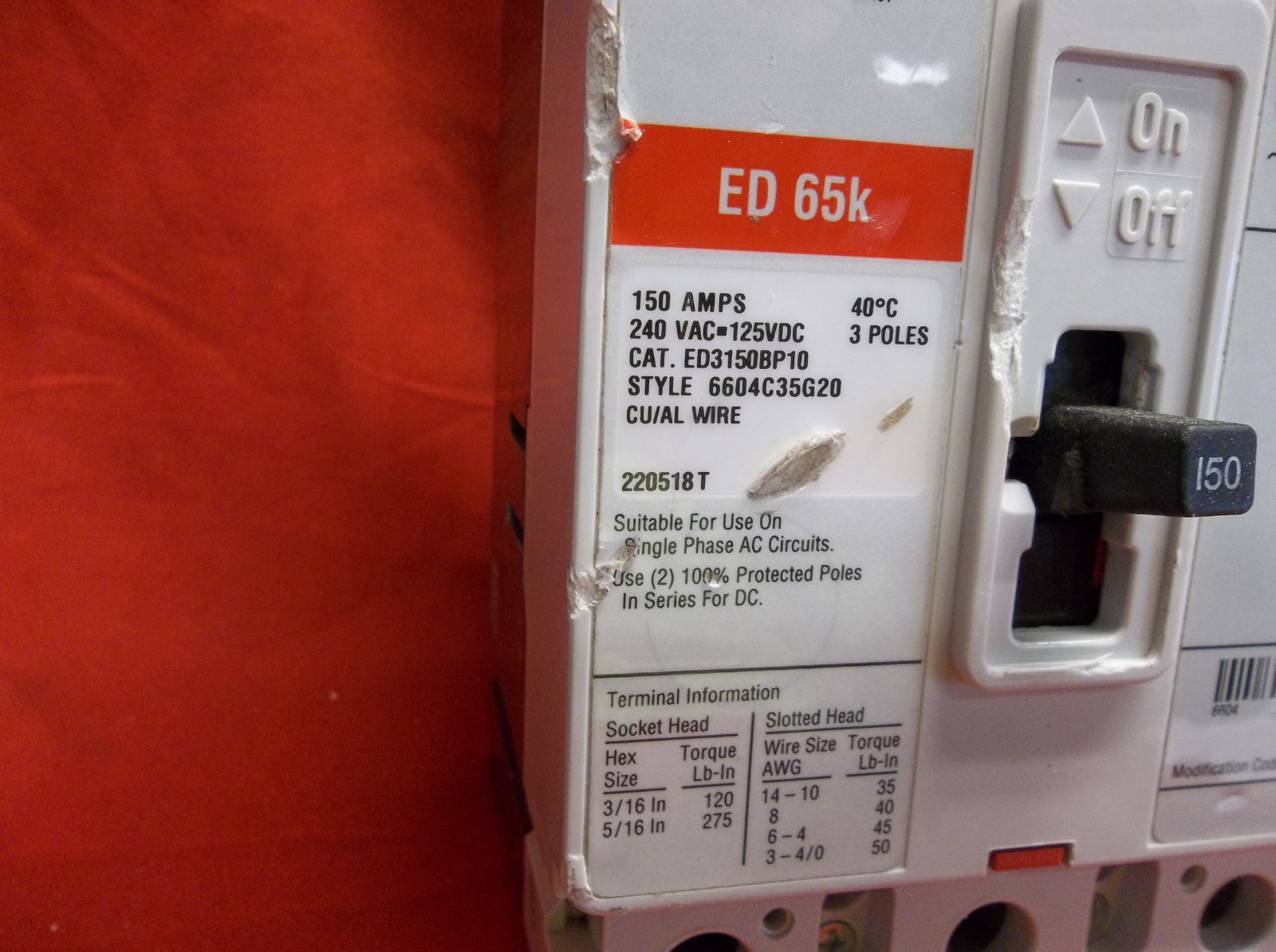 EATON ED3150 circuit breaker 9095b8