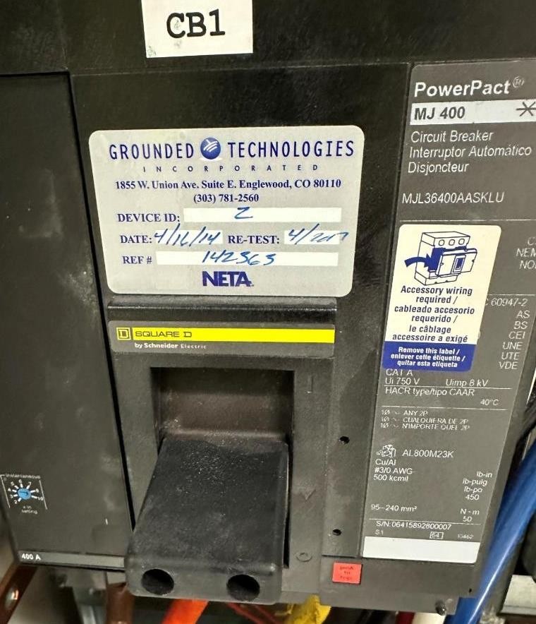 Square D PowerPact MJ400 400A 600V 3P Circuit Breaker MJL36400AASKLU